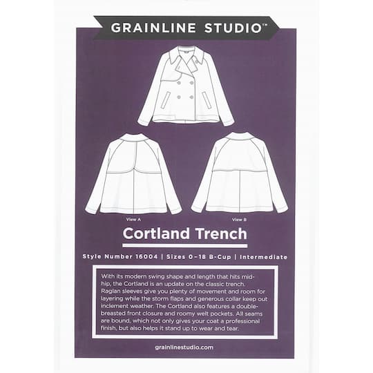 Grainline Studio Cortland Trench Coat Sz 0-18 Pattern